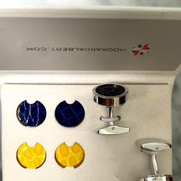 HOOK & ALBERT amazing cufflinks have interchangeable alligator 3 color inserts! - Picture 3 of 3